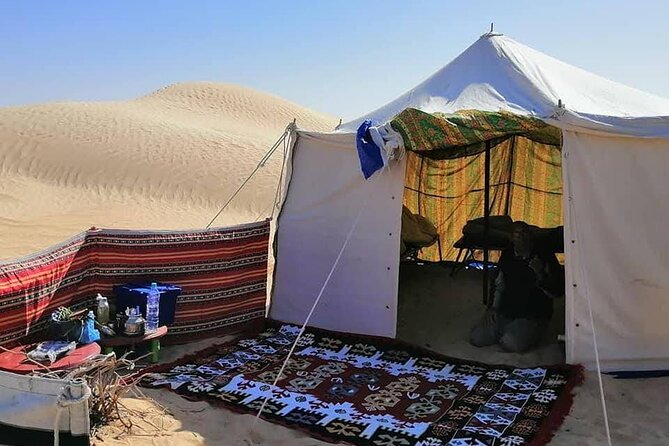 2 days tour to Douz & Ksar Ghilan oasis. and an overnight in the sahara under bedouin tent .. Dinner in the camp, Private Jeep - with english speaking guide. - From Djerba to Ksar Hallouf